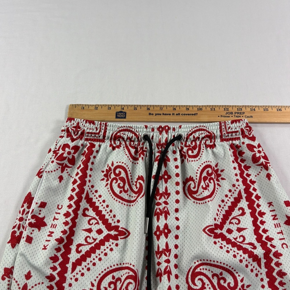 Kinetic Kings Shorts Mens Medium Gray Red Paisley Graphic Athletic Gym - Picture 6 of 10